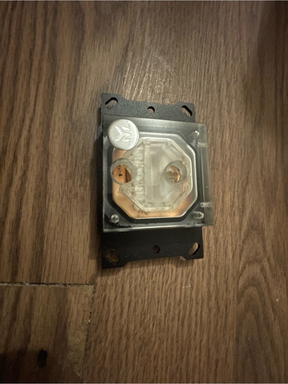 Transparent CPU Water Block with Black Mounting Bracket